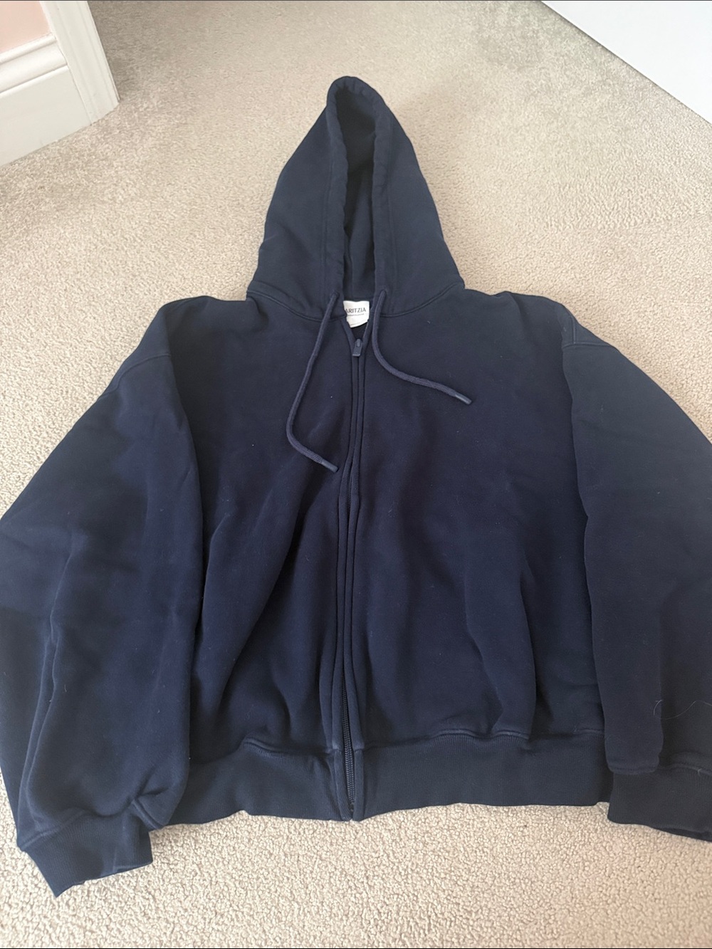Aritzia navy blue Mega Fit zip up hoodie